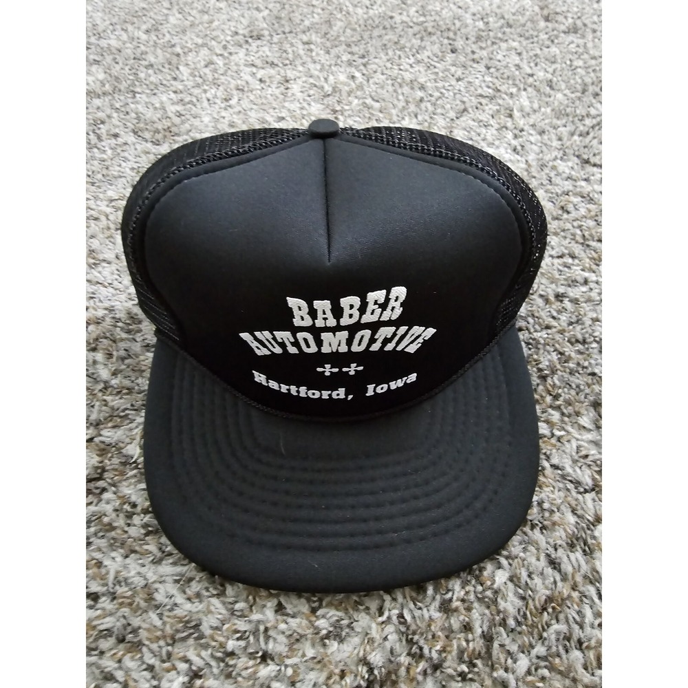 Vtg Barber Automotive Mesh Snapback Trucker Hat Hartford‎ Iowa Gold Medal
